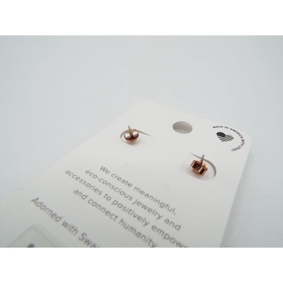 Alex and Ani Swarovski Crystal Rose Gold Filled Shell Earrings - Picture 6 of 8